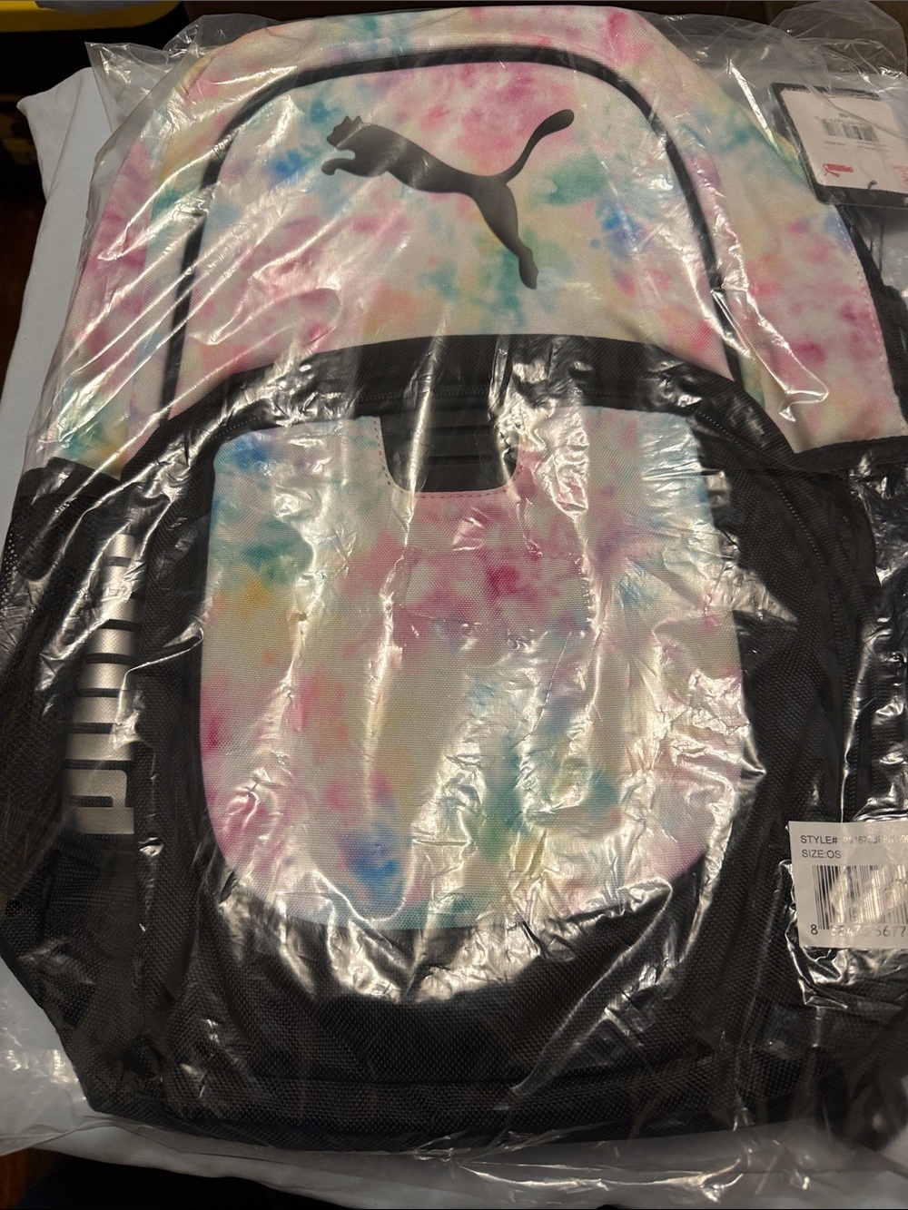 Puma Multicolor Pastel Tie-Dye Backpack with Black Accents